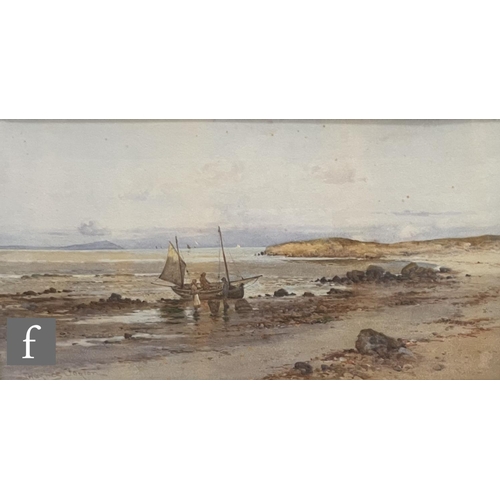 120 - JOSEPH HUGHES CLAYTON (1870-1930) - A coastal scene with beached fishing boat, watercolour, signed, ... 