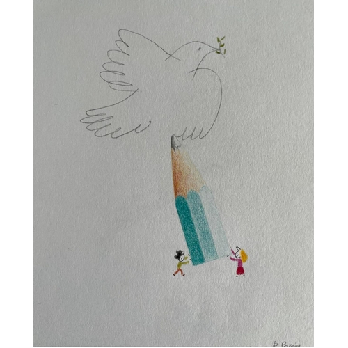 56 - Rodrigo Pareja (French artist and painter) - Pencil and pencil crayon, 18cm x 14cm, card mounted 30.... 