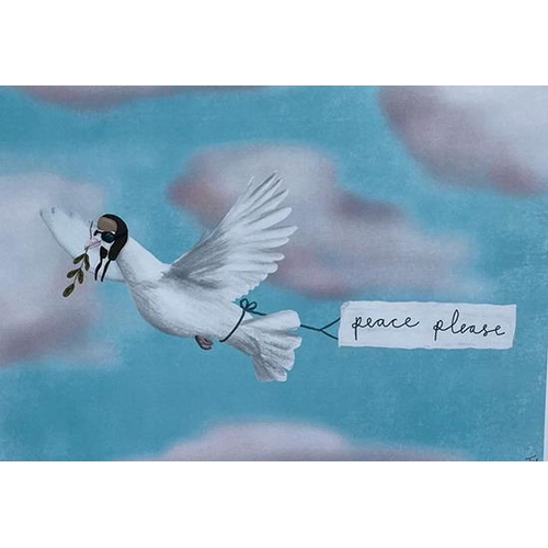 48 - Tjitske Anna Zwart (Belgian artist and illustrator) - 'Peace Please', giclee print, 20cm x 29cm, car... 