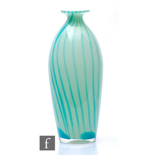 426 - A 20th Century Murano glass vase of ovoid form with everted rim, the pale green ground decorated wit... 