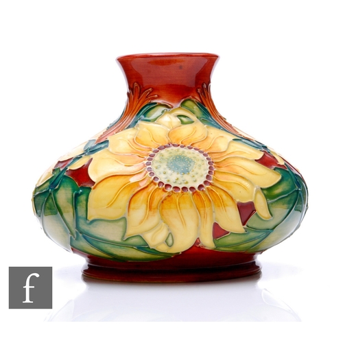 90 - A Moorcroft pottery vase Inca Sunflower vase designed by Rachel Bishop, circa 1994, of compressed gl... 