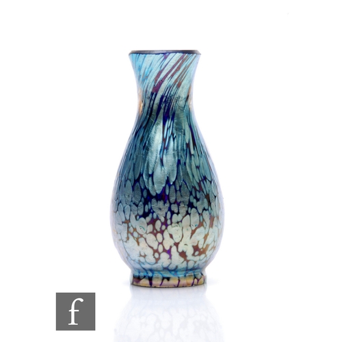 16 - Loetz - An early 20th Century Cobalt Papillon miniature glass vase, circa 1900, of footed baluster f... 