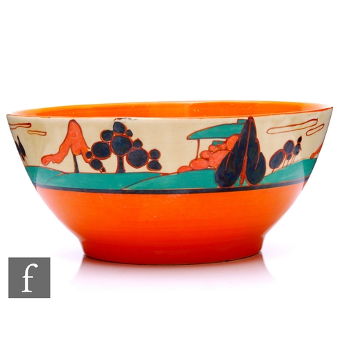 155 - Clarice Cliff - Orange Trees & House - A Havre shape fruit bowl circa 1930, hand painted with a ... 