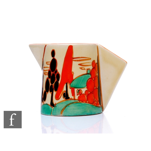 156 - Clarice Cliff - Orange Trees & House - A Conical shape jug circa 1930, hand painted with a styli... 