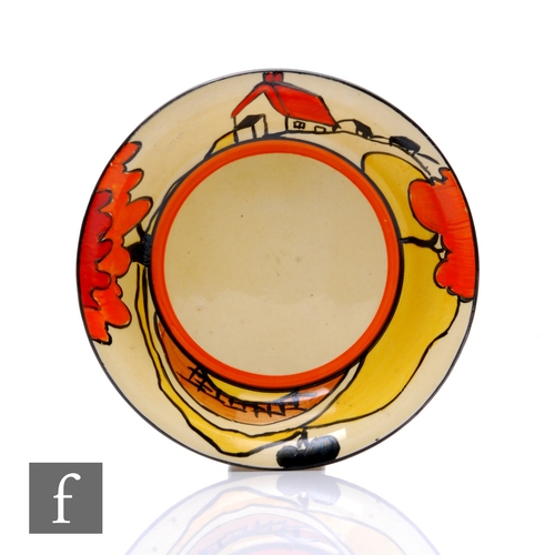 159 - Clarice Cliff - House & Bridge - A dessert bowl circa 1931, hand painted to the border with a st... 