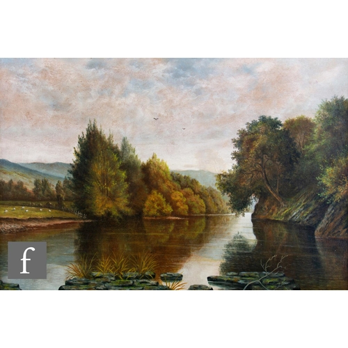 19 - ENGLISH SCHOOL (LATE 19TH CENTURY) - The river at Llangollen, oil on canvas, framed, 46cm x 68cm, fr... 