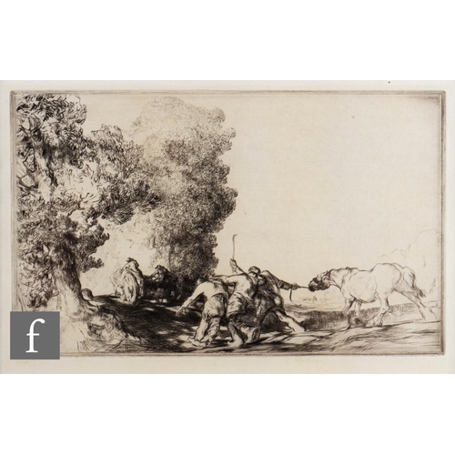 27 - EDMUND BLAMPIED (1886–1966) - 'Return from the Fair', etching with drypoint, framed, 15cm x 24cm, fr... 