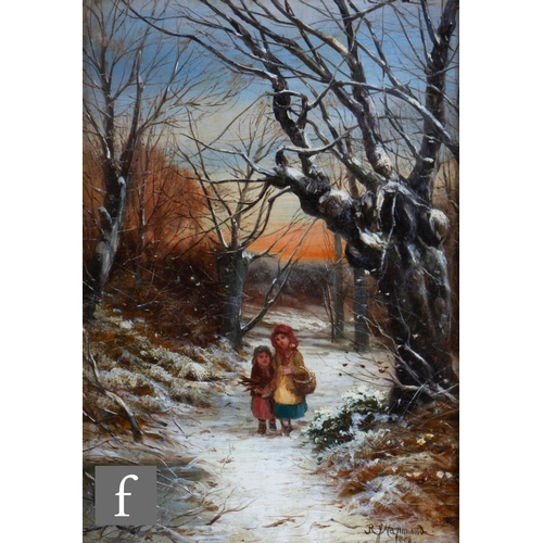 4 - ROBERT JOHN HAMMOND (BRITISH, EXHIBITED 1882-1911) - Children collecting kindling in a winter landsc... 