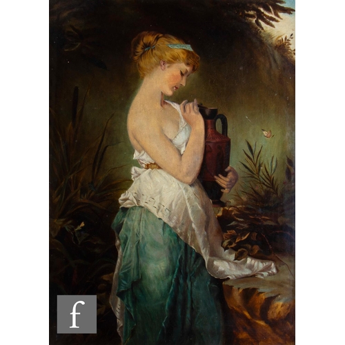 41 - ENGLISH SCHOOL (LATE 19TH CENTURY) - Girl with a Grecian vase, oil on canvas, framed, 66cm x 49cm, f... 