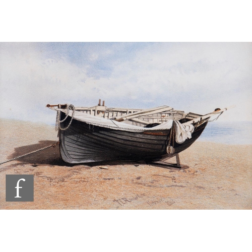 89 - AFTER THOMAS LEESON ROWBOTHAM (1823-1875) - Ventnor, a beached rowing boat, chromolithograph, signed... 