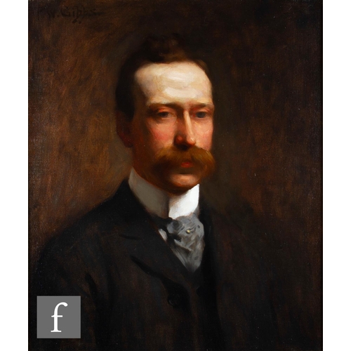 90 - PERCY WILLIAM GIBBS (1873–1955) - A portrait of a gentleman wearing a black jacket, long bust length... 