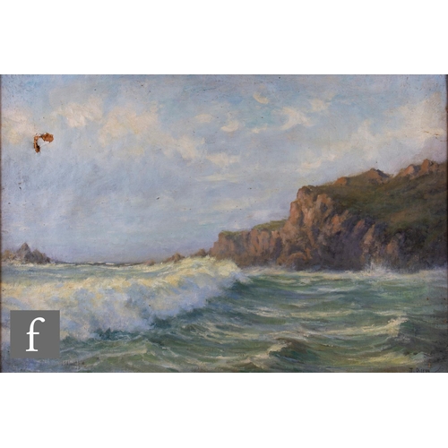 91 - JULIUS OLSSON (1864-1942) - Breaking Waves, oil on canvas, signed, framed, 37cm x 54cm, frame size 4... 