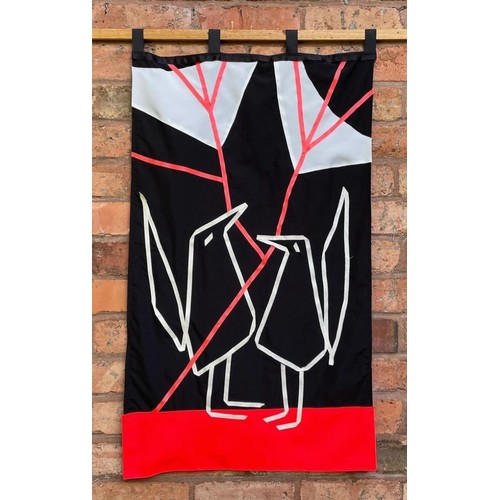 225 - Lucy McLauchlan (Established British Fine Artist and Printmaker) - Mixed fabric collage flag, 96cm x... 