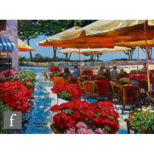 56 - HOWARD BEHRENS (AMERICAN, 1933-2014) - A Mediterranean terrace, hand embellished giclee print, signe... 