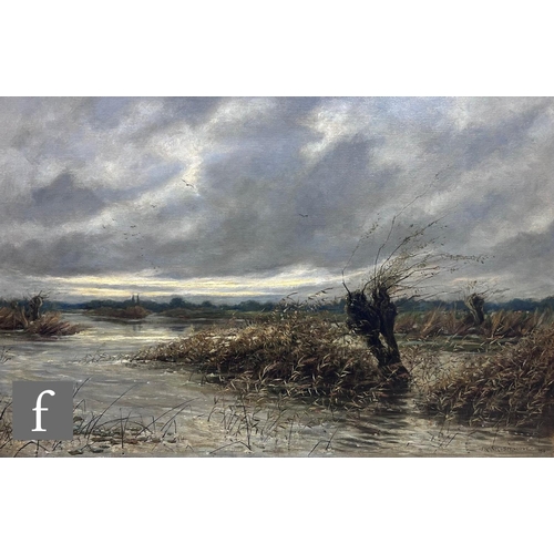 96 - FRANK SPENLOVE-SPENLOVE (1868-1933) - A River in Flood, oil on canvas, signed and dated '88, framed,... 