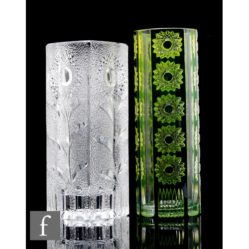 1036 - Czechoslovakian - Possibly Karel Wunsch for Novy Bor - A 20th Century cylindrical glass vase, cased ... 