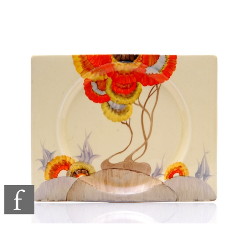 173 - Clarice Cliff - Rhodanthe - A large Biarritz shape side plate circa 1936, hand painted with a stylis... 