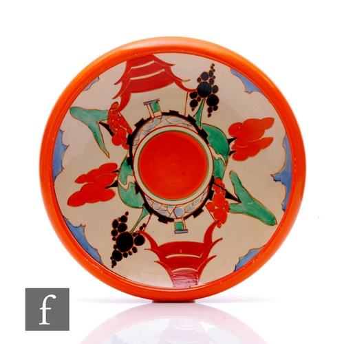 189 - Clarice Cliff - Kew - A Hiawatha bowl circa 1932, radially hand painted with a double image of a pag... 