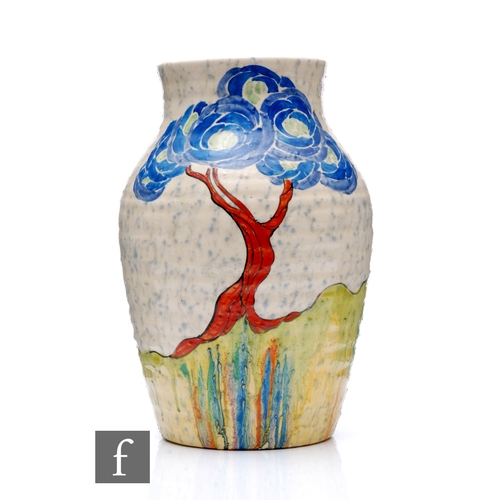 190 - Clarice Cliff - Patina Tree (Blue)-An Isis vase circa 1932/33, hand painted with a stylised tree lan... 