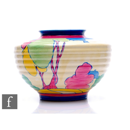 191 - Clarice Cliff - Pastel Autumn - A large shape 756 Kidney vase circa 1930, hand painted with a triple... 