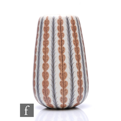 772 - Alfred Read - Poole Pottery - A 1950s Freeform earthenware vase, decorated in the YCB pattern with v... 