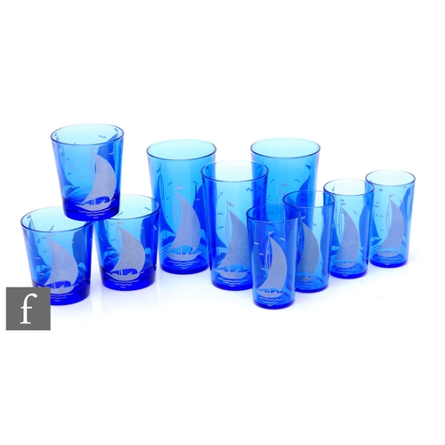 666 - Unattributed maker - An Art Deco part suite of drinking glasses, comprising tumblers of various size... 