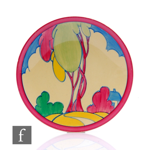 194 - Clarice Cliff - Pastel Autumn - A dish form circular plate circa 1930, hand painted with a stylised ... 