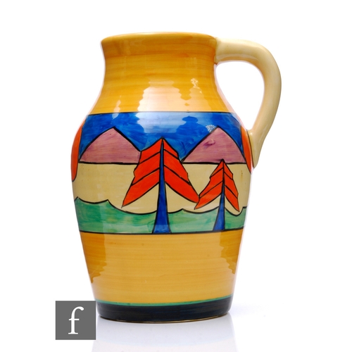 206 - Clarice Cliff - Luxor (Blue) - A single handled Lotus jug circa 1929, hand painted with a stylised l... 