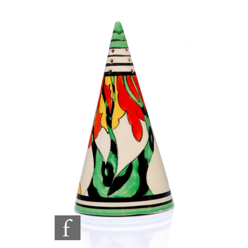 212 - Clarice Cliff - Honolulu - A conical sugar sifter circa 1933, hand painted with a stylised tree land... 