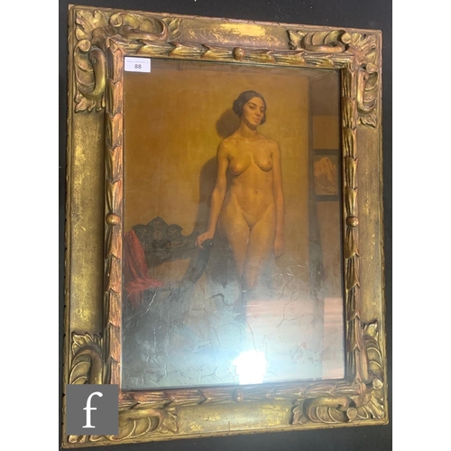 88 - REGINALD ROBERT TOMLINSON (1885–1978) - The Model, standing female nude, oil on panel, signed, retai... 