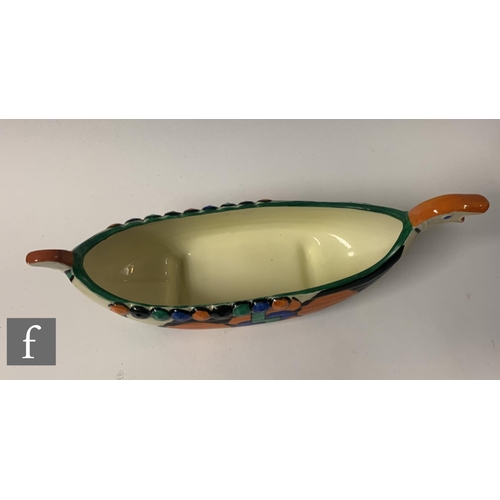 368 - Clarice Cliff - Picasso Flower (Orange) - A Viking Long Boat flower trough circa 1929/30, hand paint... 