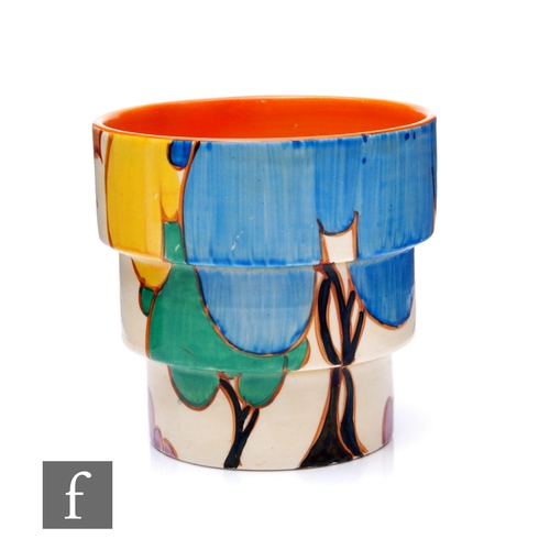 236 - Clarice Cliff - Blue Autumn - A shape 416 circular stepped fern pot circa 1930, hand painted with a ... 