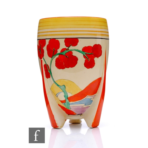 247 - Clarice Cliff - Bridgewater - A shape 452 vase circa 1933, hand painted with a stylised riverside la... 