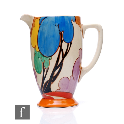 252 - Clarice Cliff - Blue Autumn - A shape 24 Coronet jug circa 1930, hand painted with a stylised tree a... 