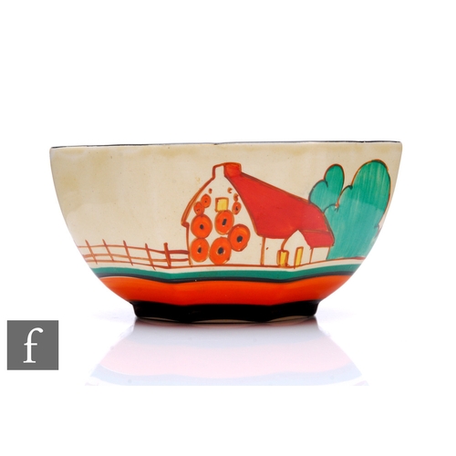 255 - Clarice Cliff - Red Roofs - A small octagonal bowl circa 1931, hand painted with a stylised farmhous... 