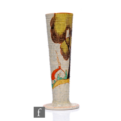 268 - Clarice Cliff - Patina Ferndale - A shape 613 vase circa 1936, of footed sleeve form, hand painted w... 