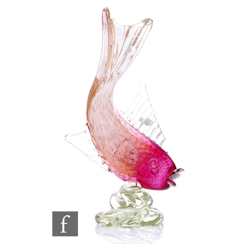 1057 - Unattributed maker - A Murano glass sculpture modelled as a fish in the manner of Seguso, ruby to cl... 