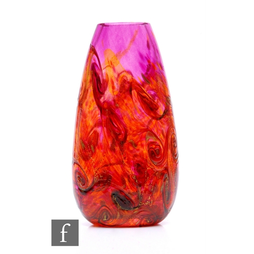 1173 - Ian McCulloch - Isle of Wight Glassworks - A contemporary studio glass vase of compressed ovoid form... 