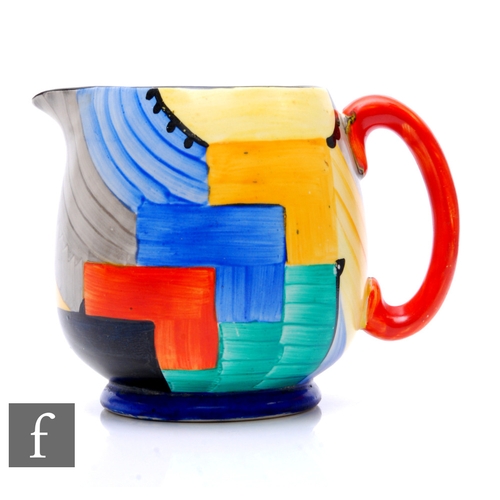 606 - Susie Cooper - Grays Pottery - A Paris shape Cubist pattern jug decorated with brightly coloured abs... 