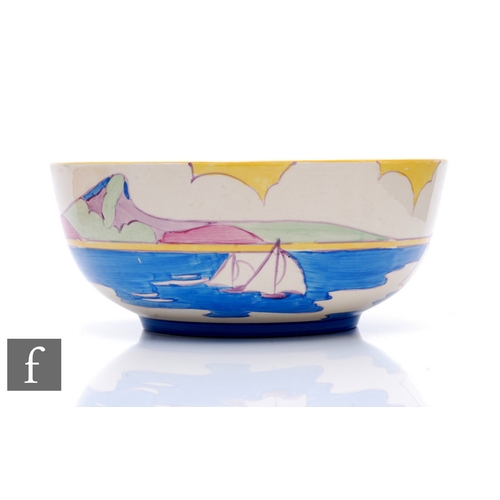 286 - Clarice Cliff - Gibraltar - A Holborn shape fruit bowl circa 1932, hand painted with six sailing boa... 