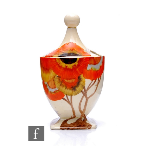 294 - Clarice Cliff - Rhodanthe - A shape 690 preserve pot circa 1935, hand painted with a stylised tree l... 