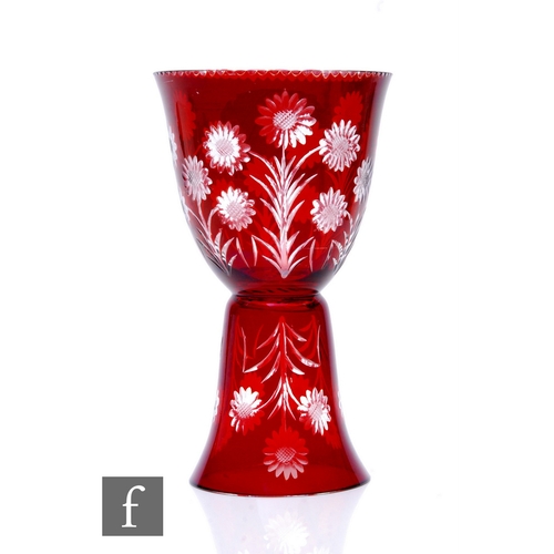 676 - Haida - A large 1920s goblet of ovoid form raised to a slender collar base with swept foot, cased in... 