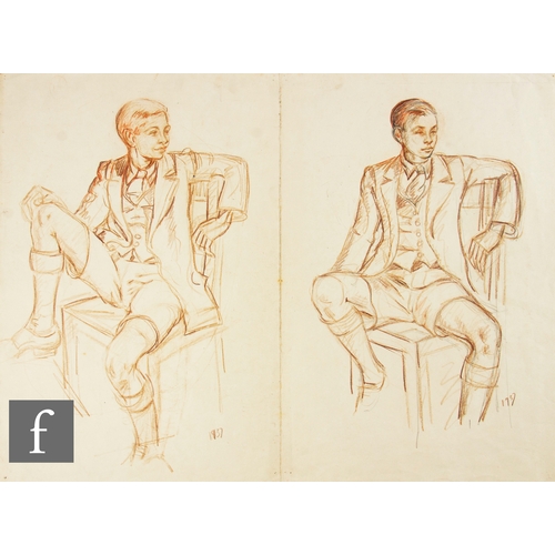 720 - Albert Wainwright (1898-1943) - Two portrait studies of Ralph Bromley in a seated pose, double page,... 