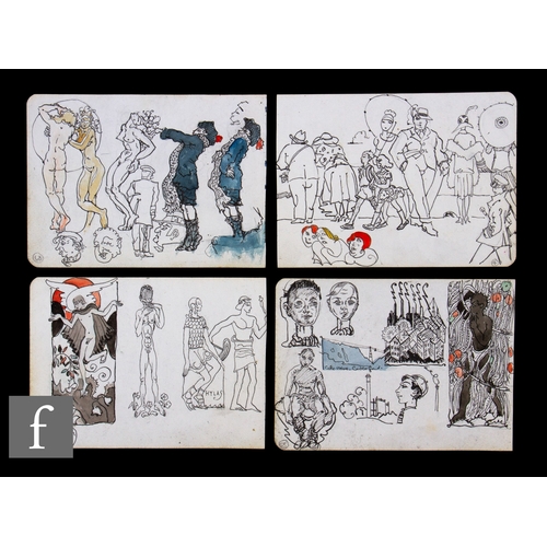 722 - Albert Wainwright (1898-1943) - Four small double sided sketch pages depicting various figurative st... 