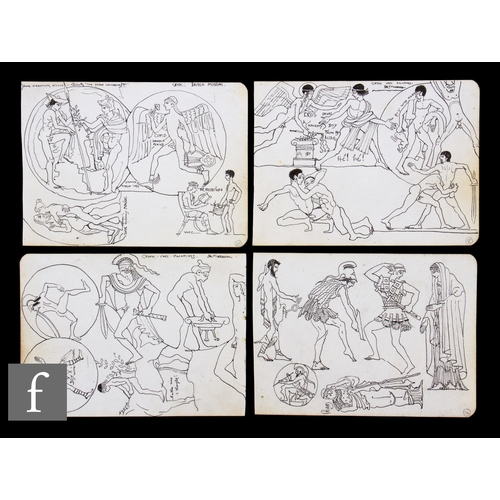 723 - Albert Wainwright (1898-1943) - Four small double sided sketch pages depicting figurative studies, i... 