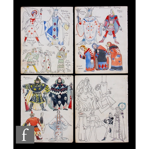 724 - Albert Wainwright (1898-1943) - Four double sided sketchbook pages depicting character studies and c... 