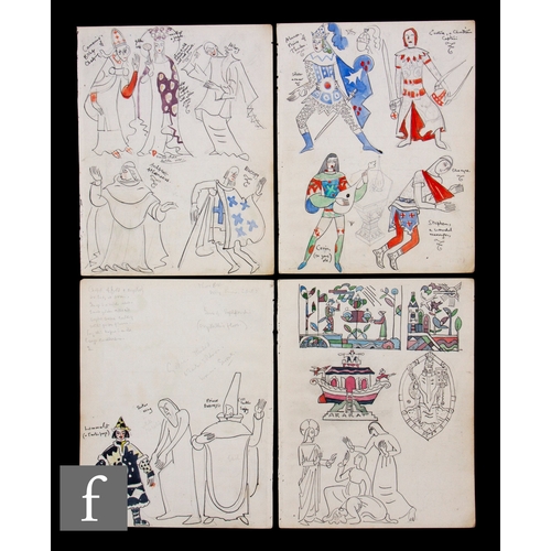 724 - Albert Wainwright (1898-1943) - Four double sided sketchbook pages depicting character studies and c... 