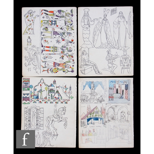 725 - Albert Wainwright (1898-1943) - Four double sided sketch book pages depicting figurative studies fro... 