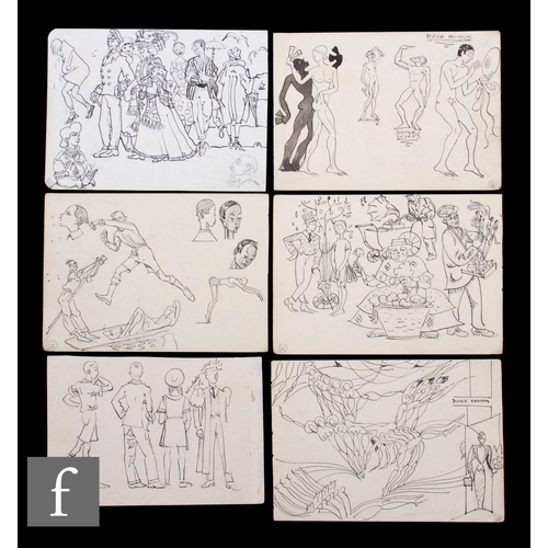 730 - Albert Wainwright (1898-1943) - Six double sided sketchbook pages, depicting various figurative stud... 