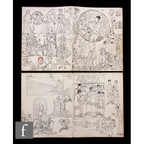 731 - Albert Wainwright (1898-1943) - Two double sided double page spread sketchbook pages depicting chara... 